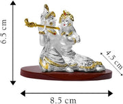 DIVINITI 999 Silver-Plated Radha Krishna Idol with Gold Accents | Murti for Home, Office & Puja Room | Diwali, Wedding & Housewarming Gift with Premium Gift Box | 6 x 9 CM