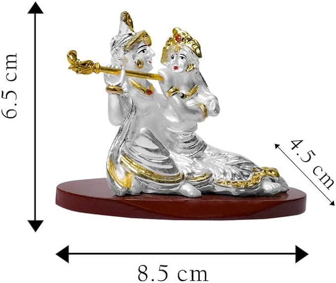 DIVINITI 999 Silver-Plated Radha Krishna Idol with Gold Accents | Murti for Home, Office & Puja Room | Diwali, Wedding & Housewarming Gift with Premium Gift Box | 6 x 9 CM