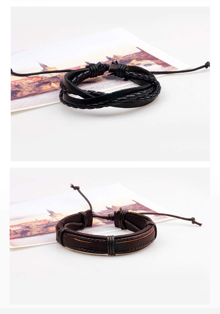 6pcs Latest Collection Genuine Leather Bracelet Wraps Casual Wear Skin Friendly Stylish Bracelets for Men Boys by Shining Diva Fashion
