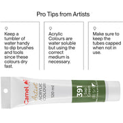 Camel Camlin Kokuyo Artist Acrylic Colour Tubes 120ml Sap Green 391