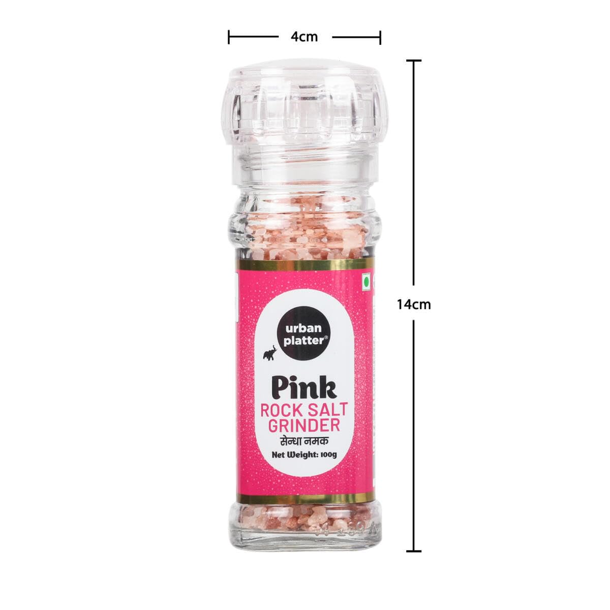 Urban Platter Pink Himalayan Rock Salt Grinder, 100g (Sendha Namak | Easy to Grind | Free from Micro-Plastics | Pure & Natural | Rich in Natural Minerals)
