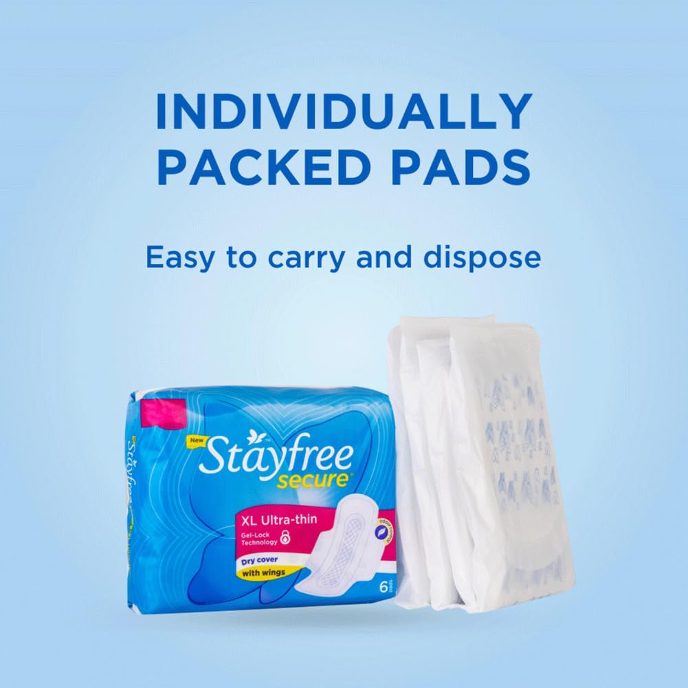 Stayfree Secure XL Ultra Thin Sanitary Pads For Women | Dry Cover | 40 Pads | Gel Lock Technology | Odour Control System