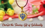DIVINITI 24K Gold Plated Double-Sided Religious Pendant with Premium Gift Box, Spiritual Locket for Men & Women, Devotional Jewellery for Gifting & Everyday Wear | Khanda Sahib & Ek Onkar