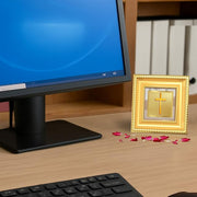DIVINITI Holy Cross 24K Gold Plated Foil Tabletop Photo Frame for Home Décor, Prayer Room, Luxury Gifting | DG Frame 015 S1A (10x10 CM)
