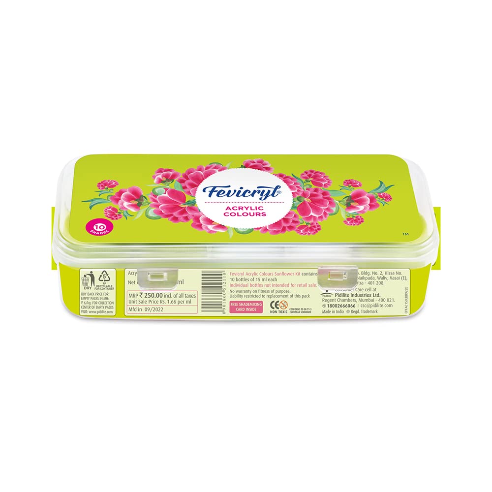 Fevicryl DIY Self Painting Art of India Kit & Pidilite Acrylic Colours Sunflower Kit