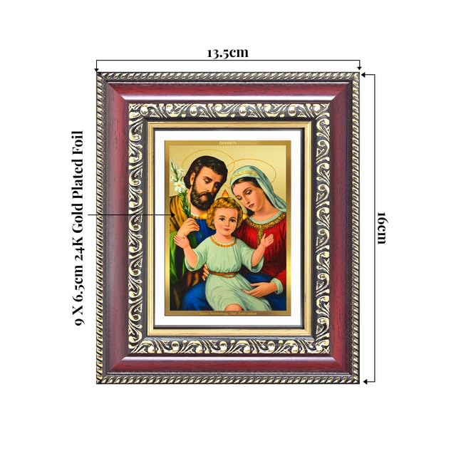 DIVINITI Holy Family 24K Gold Plated Foil Wall and Tabletop Photo Frame for Home Décor, Prayer Room, Luxury Gifting | DG Frame 105 S1 (16x13.5 CM)