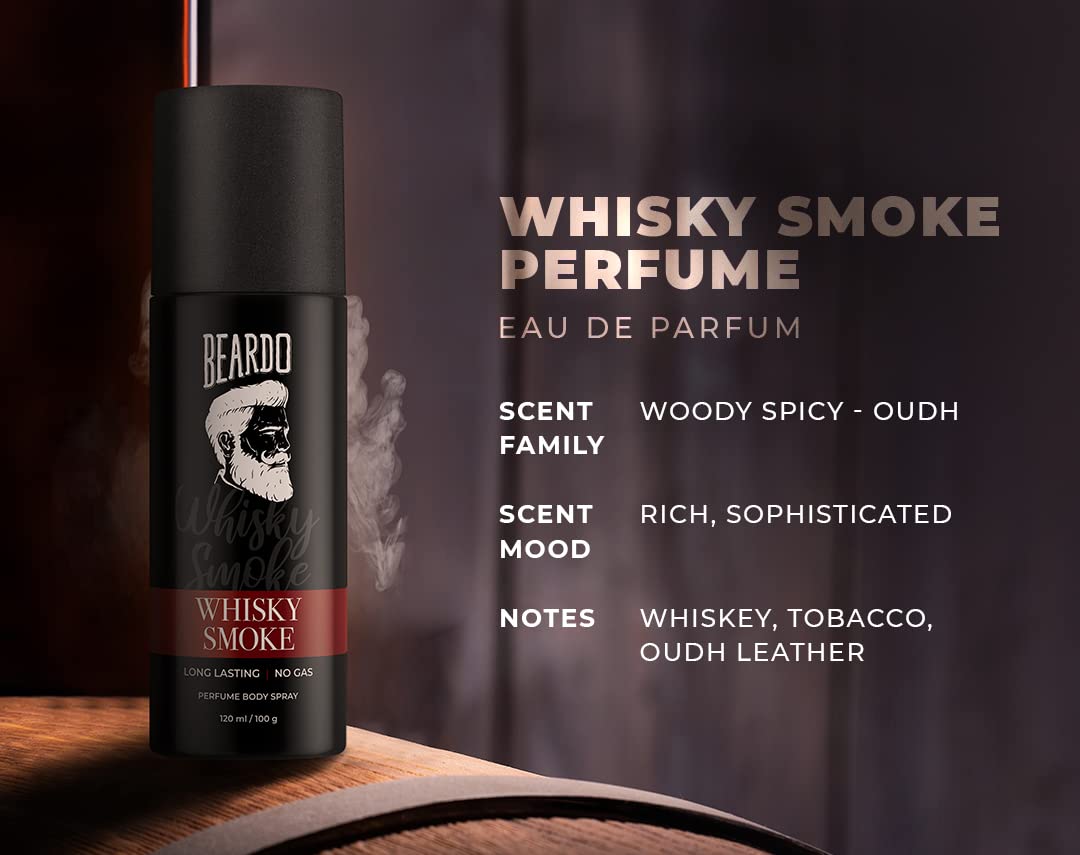 Beardo Whisky Smoke & Bourbon Perfume Body Spray (Set of 2) Spicy, Woody Oudh Deo for Men Long Lasting |Date night Deodorant for Men | Fresh Scent | Valentines day gift for husband | Gift for boyfriend | Gift for Men