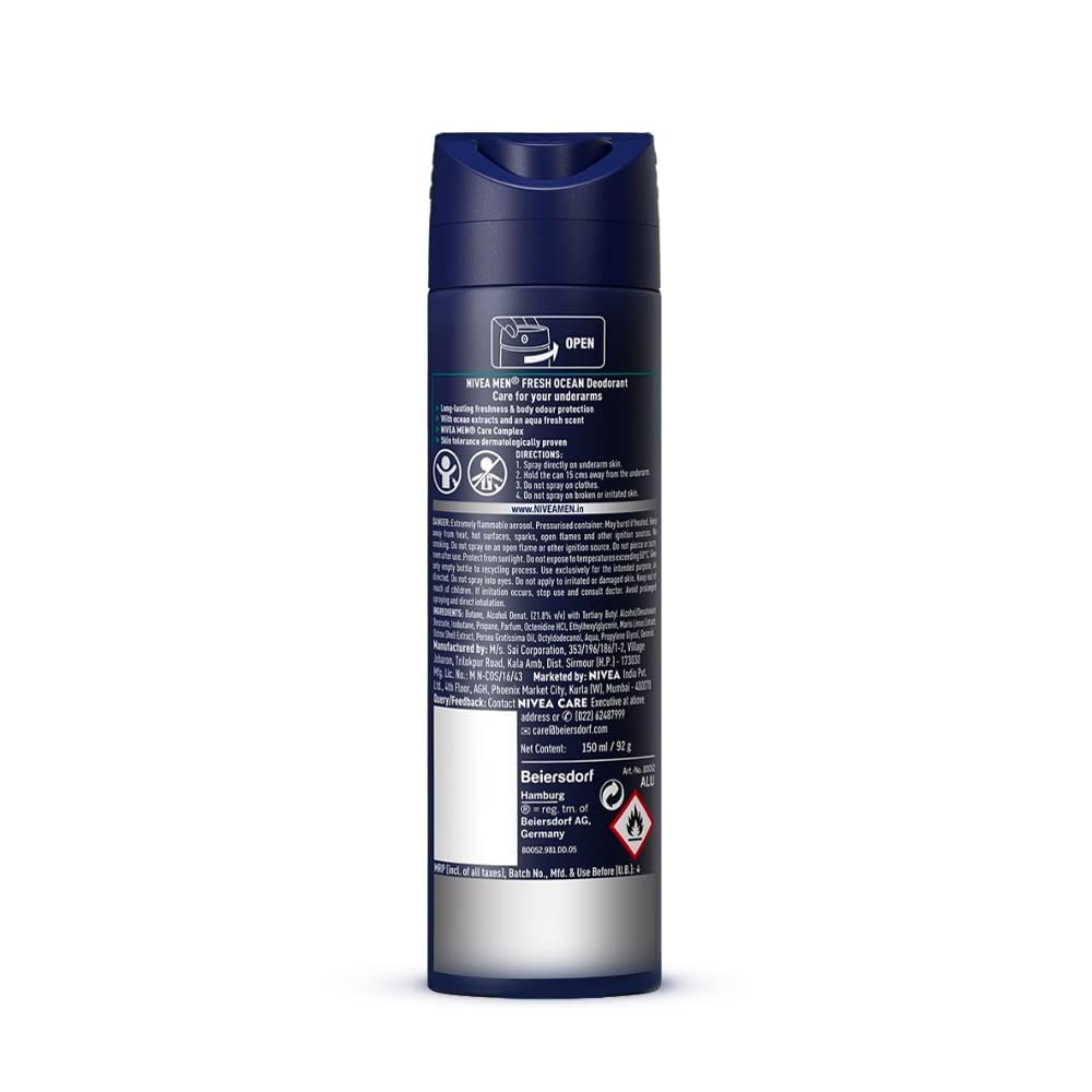 Nivea Fresh Ocean Deodorant for Men, 150 ml & NIVEA Men Crème, Dark Spot Reduction, Non Greasy Moisturizer, Cream with UV Protect, 75 ml