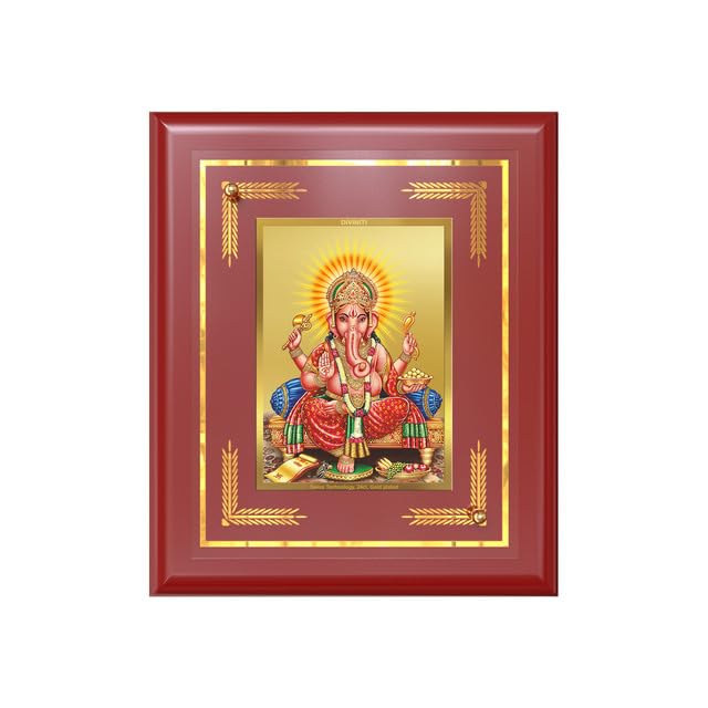 DIVINITI Lord Ganesha | Vighnaharta & Lord of Wisdom Tabletop and Wall Frame in 24K Gold Plated Foil