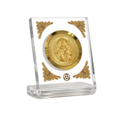 DIVINITI 24K Gold Plated Lord Narasimha Acrylic Frame for Car Dashboard, Home Temple & Office Table | Premium Spiritual Gift, Blessings for Protection & Positivity, 8x7 cm Decorative Showpiece