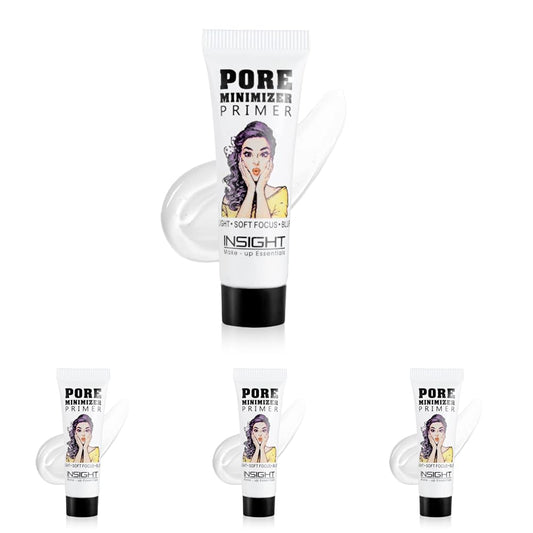 Insight Cosmetics Pore Mnimizer Primer |Primer For Face Makeup | Pores and Fine lines minimizer | Hydrating and moisturising | Infused with Aloe Vera | Silk Matte Finish (10 ml) (Pack of 4)