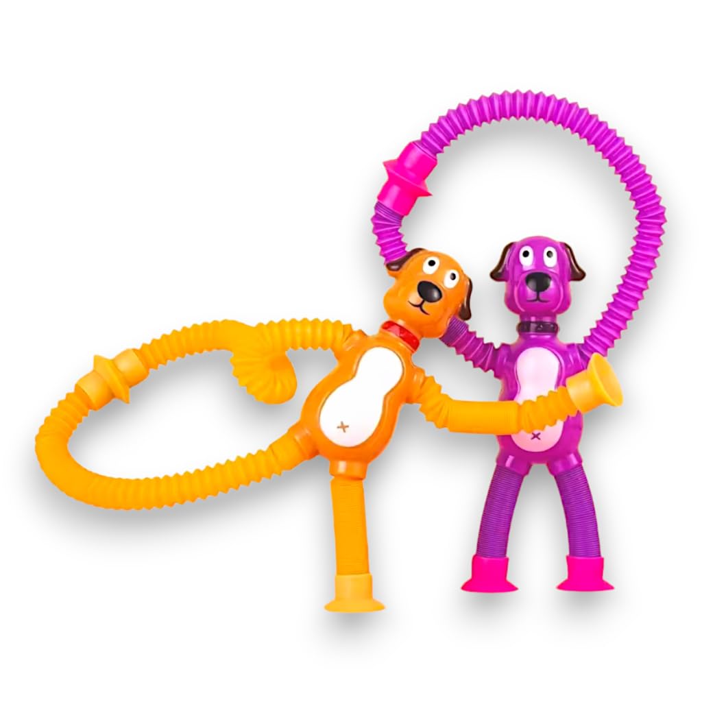Toy Imagine Pack of 2 Telescopic Suction Dog Toy Travel Toys for 2 Year Old Boy Suction Pop It Toy for Toddlers Sensory Toy for 1+ Year Kids Engaging Toddler Travel Toy Baby Flight Essentials