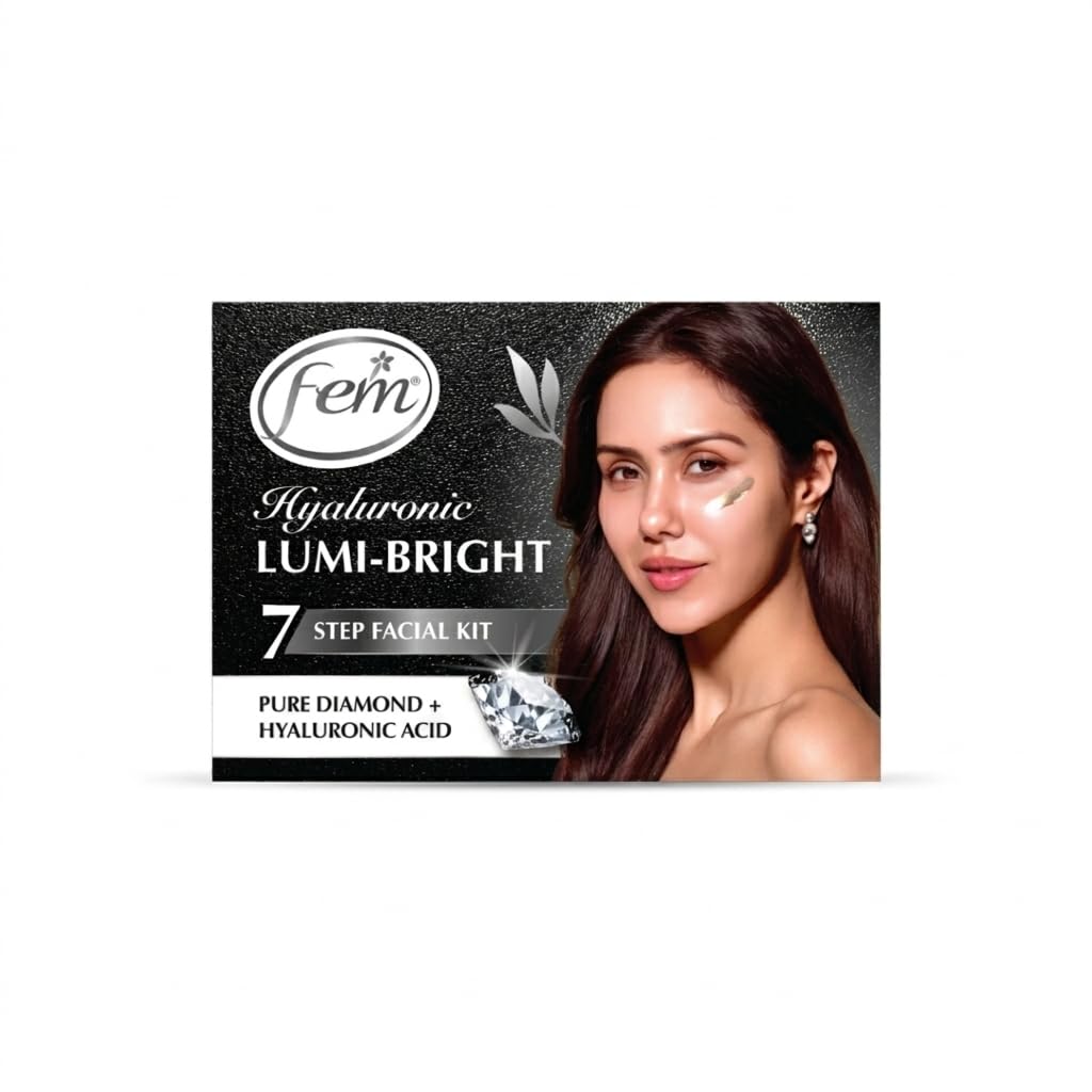Dabur Fem Hyaluronic Lumi-Bright Facial Kit with Pure Diamond & Hyaluronic Acid – 35ml | Instantly Brightens & Hydrates | Reduces Dullness & Dark Spots | Gives Luminous, Smooth & Youthful Skin