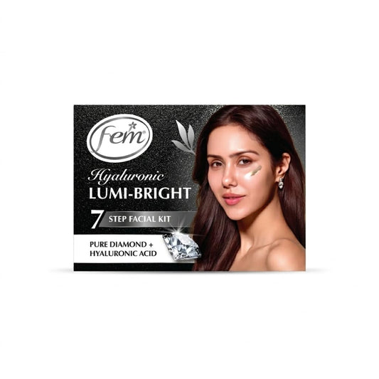 Dabur Fem Hyaluronic Lumi-Bright Facial Kit with Pure Diamond & Hyaluronic Acid – 35ml | Instantly Brightens & Hydrates | Reduces Dullness & Dark Spots | Gives Luminous, Smooth & Youthful Skin
