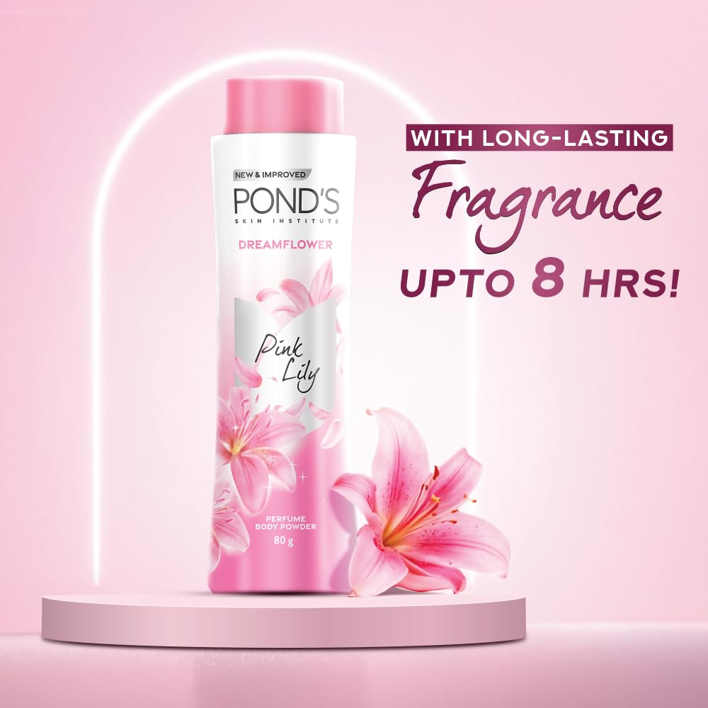 POND'S Dreamflower Fragrant Talc Powder with Vitamin B3, Pack of 1, 80gm