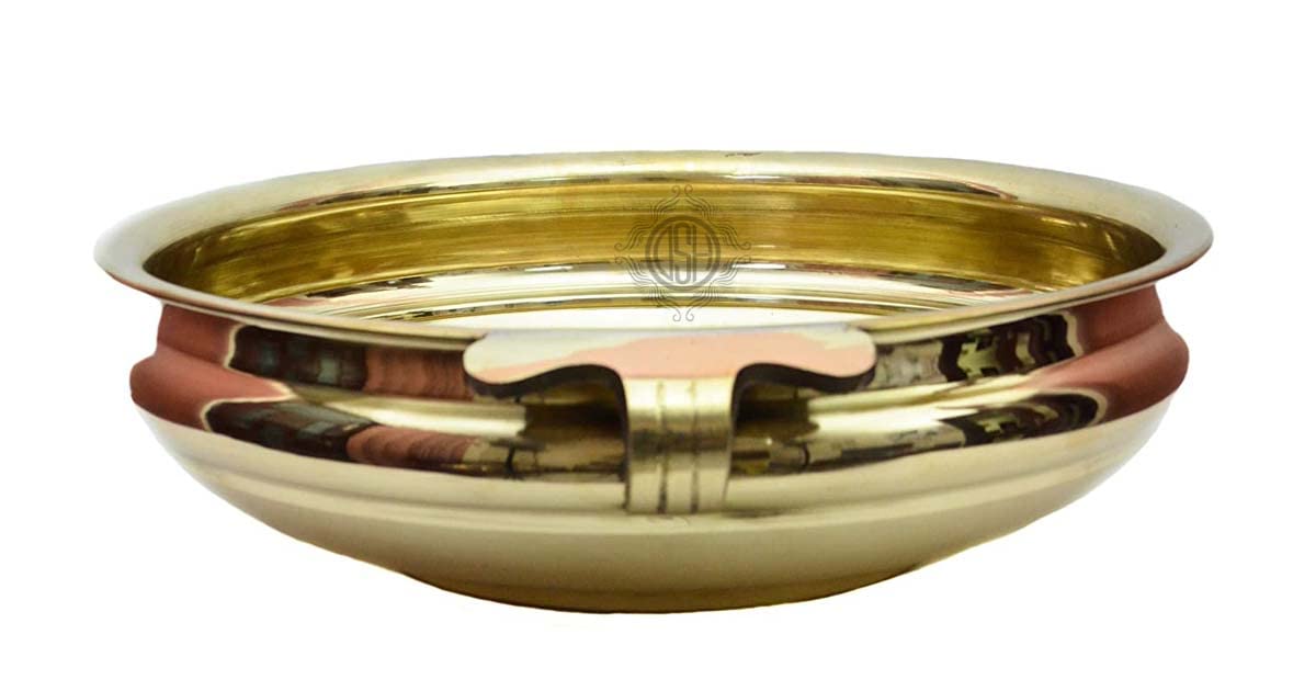 DSH Pure Brass Urli Plane Decorative Bowl Platter Home Decor and Table Decor for Floating Flowers and Candles (10 Inch)