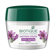 Biotique Saffron Youth Anti-Ageing Cream l 100% Pure Botanical Extracts l Anti-ageing cream for wrinkles and dark lines l Reduces dry lines and Regenerates Skin Youthfulness l All Skin Types l 175gm