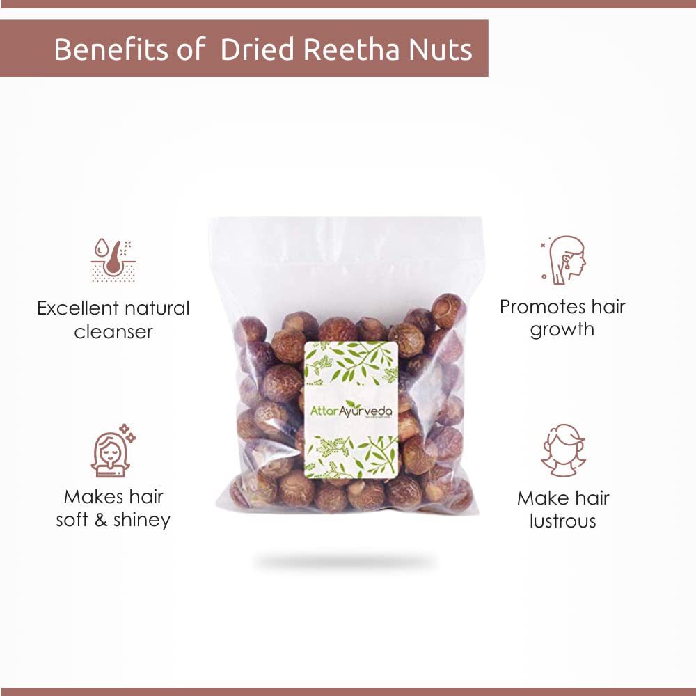 Attar Ayurveda Dried Reetha nuts/whole/Soapnuts for Hair, 100% Natural (Raw form) (250 grams)…