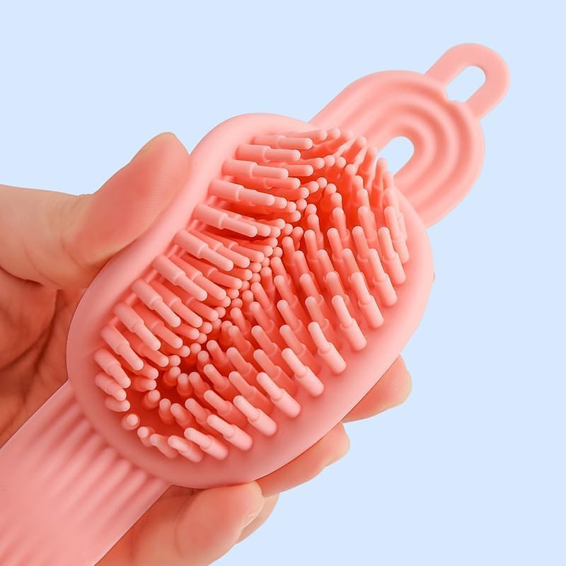 E-COSMOS 2 in 1 Body scrubber with Scalp Massager Shampoo Brush Shower Hair Comb Durable Smooth Hair Brush for Hair Growth Skin Friendly Soft Odorless Head for Men Women Kids (MULTICOLOR/PACK OF-1)