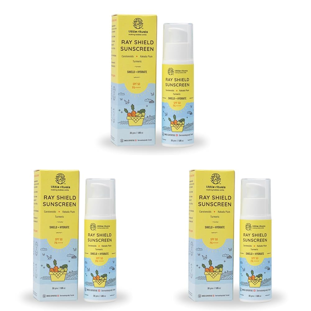 Little Rituals Baby Sunscreen for Kids 0-15 Yrs SPF 50 PA++++ Organic & Natural Lotion, UVA UVB IR, Blue Light, Wifi Radiation, Protection, Hypoallergenic, SWISS Tech, Daily Use Sunblock - 30gm