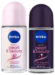 Nivea Women Deodorant Roll On, Pearl & Beauty Fine Fragrance For Fragrant Smooth & Beautiful Underarm Skin, 50ml&NIVEA Deodorant Roll On, Pearl & Beauty For Women 50ml