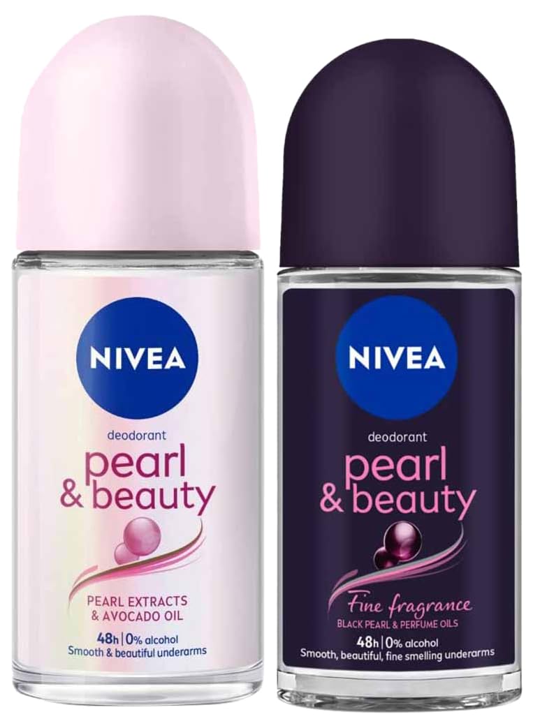Nivea Women Deodorant Roll On, Pearl & Beauty Fine Fragrance For Fragrant Smooth & Beautiful Underarm Skin, 50ml&NIVEA Deodorant Roll On, Pearl & Beauty For Women 50ml