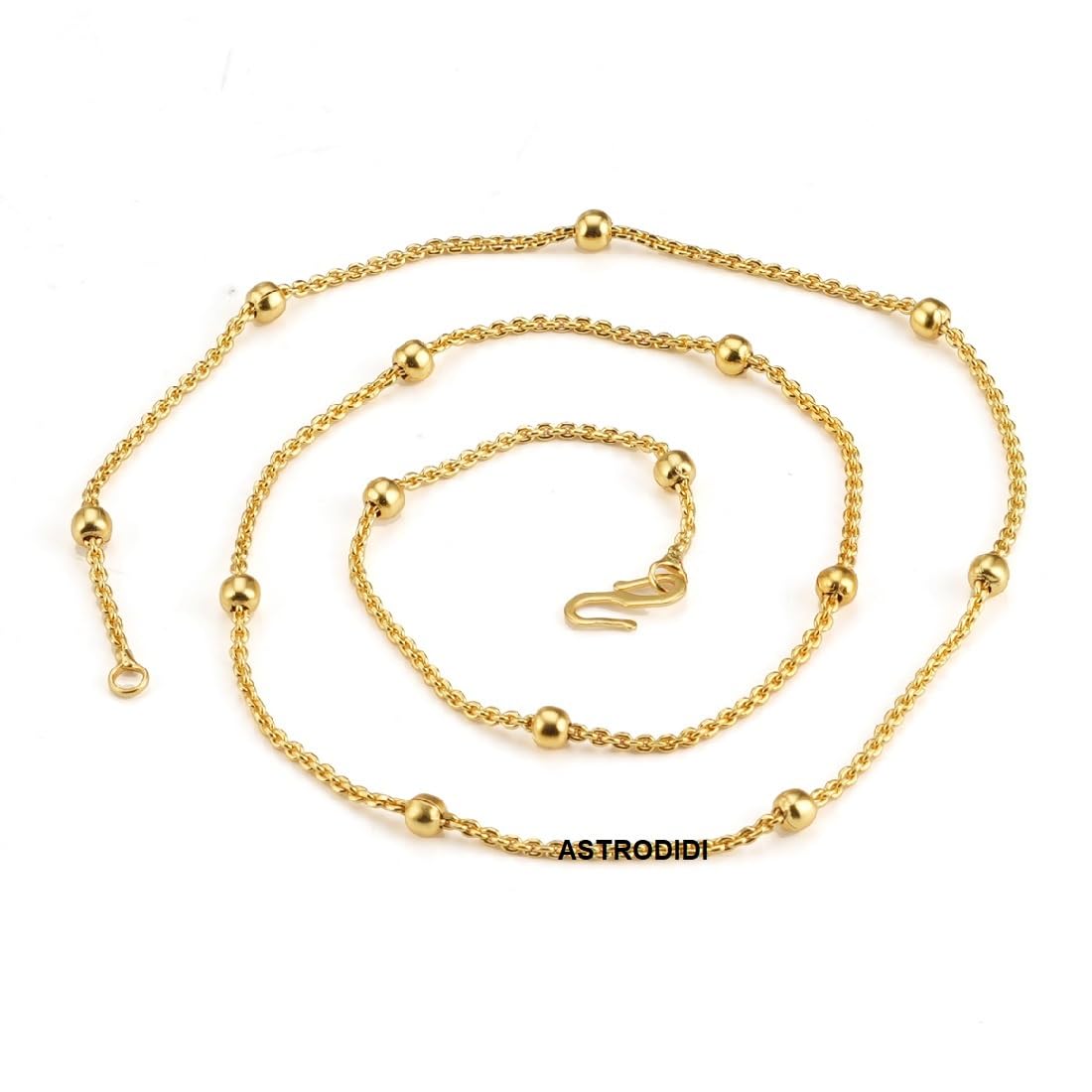 ASTRODIDI Gold Plated Chain | 24 Inch Stylish Light Weighted Golden Brass Neck Chain For Girls Women Men Boys (CHAIN-BALA-12)
