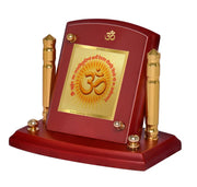 DIVINITI 24K Gold Plated Religious Car Dashboard Frame | Premium God Idol Frame for Car, Home Mandir & Office Table | Spiritual Gift, Decorative Showpiece | Om Gayatri Mantra