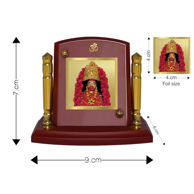 DIVINITI 24K Gold Plated Religious Car Dashboard Frame | Premium God Idol Frame for Car, Home Mandir & Office Table | Spiritual Gift, Decorative Showpiece | Tara Devi