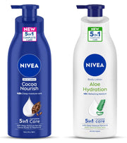 NIVEA Body Lotion for Very Dry Skin, Cocoa Nourish, with Coconut Oil & Cocoa Butter, 400 ml & NIVEA Body Lotion, Aloe Hydration, with Aloe Vera for Instant Hydration in Summer, 400 ml