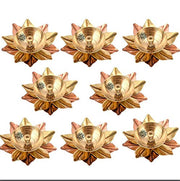 DSH Brass & Copper Lotus/Kamal Design Diya Deepak | Akhand Jyot | Arti Poojan Temple Home Decor, Gold_3 X 3 X 1.5 Inch (8)