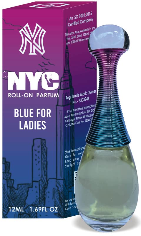 Parag Fragrances Blue For Ladies Perfume Roll-on 12ml (NYC Series) Extreme Long Lasting Perfume Roll-on For Men & Women/Alcohol Free / 48 Hours Lasting/Pocket Friendly Travel Pack/Attar Perfume