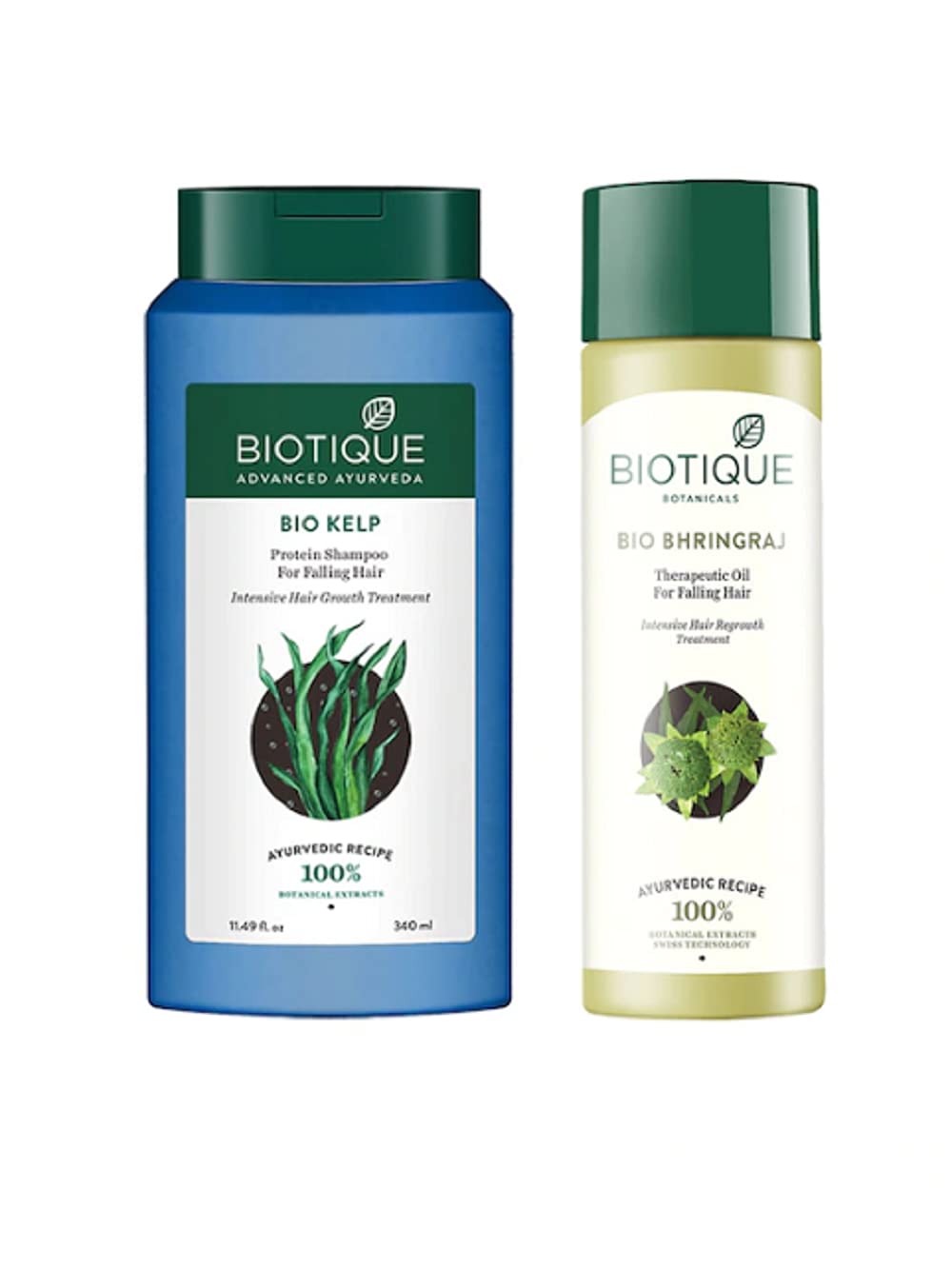 Biotique Bio Kelp Protein Shampoo, 340ml | Bio Bhringraj Therapeutic Hair Oil, 200ml