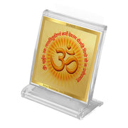 DIVINITI 24K Gold Plated Religious Car Dashboard Frame | Premium God Idol Frame for Car, Home Mandir & Office Table | Spiritual Gift, Decorative Showpiece | Om Gayatri Mantra