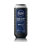 Nivea Men Body Wash, Deep Impact, 3 In 1 Shower Gel For Body, Face & Hair, With Microfine Clay, 250ml