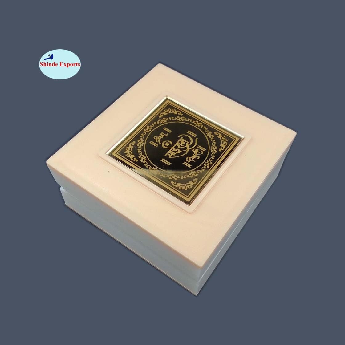 SHINDE EXPORTS Decorative Shirdi Sai Baba Photo Frame with Charan Paduka For God Pooja and Gift. (Mini Charan White Gold Foil)