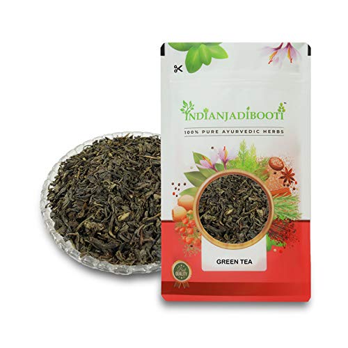IndianJadiBooti Premium Green Tea - Whole Loose Leaf Camellia Sinensis - Rich in Antioxidants & Catechins for Metabolism, Detox & Weight Management Support - 100g