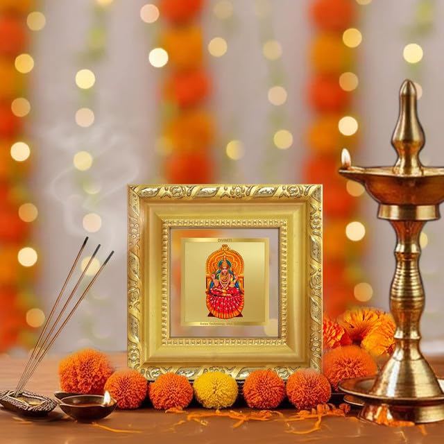 DIVINITI Sarada Devi 24K Gold Plated Foil Tabletop Photo Frame for Home Décor, Puja Room, Living Room, Office, Luxury Gifting | DG Frame 103 S1A (10x10 CM)