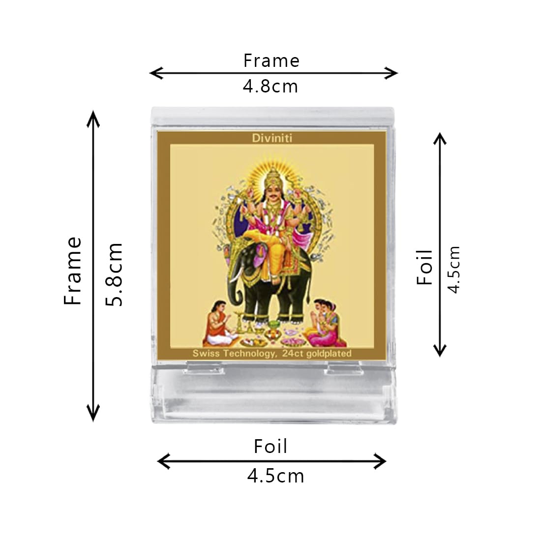 DIVINITI 24K Gold Plated Acrylic Lord Vishwakarma Ji Car Dashboard Idol Frame|Premium Spiritual Gifting Item for Divine Blessings & Positivity | Luxury Religious Decor for Car, Office & Home | 11 X