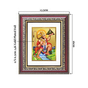 DIVINITI Hanuman Carrying Sanjeevani Mountain 24K Gold Plated Foil Wall and Tabletop Photo Frame for Home Décor, Puja Room, Luxury Gifting | DG Frame 105 S1 (16x13.5 CM)