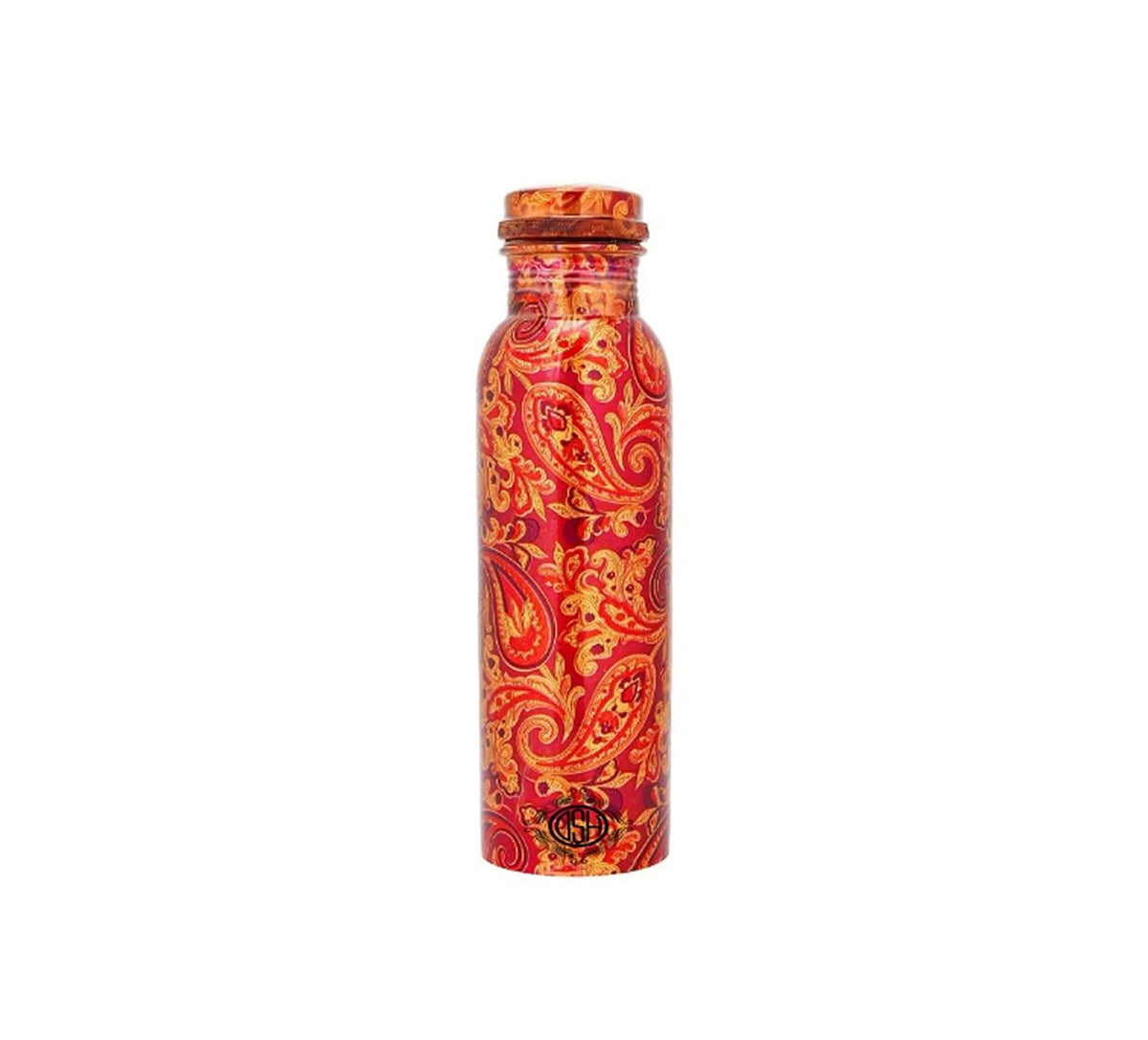 DSH Copper Bottles for Printed with Art Work, Travelling Purpose Bottles, Yoga Ayurveda Healing, 800 ML (Design P 2)