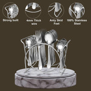 Parage Stainless steel Cutlery stand for dining table/Cutlery Rack for 24 pieces/Spoon stand/holder, Heavy Duty, Chrome Finish- ONLY STAND (Oval)