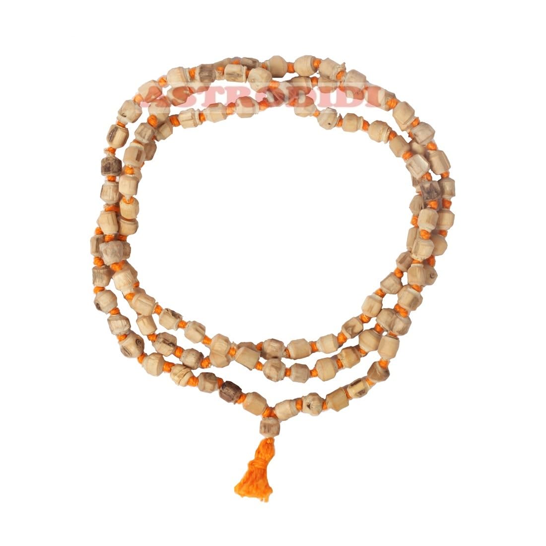 Astrodidi Natural Tulsi Mala Real Holy Basil Tulasi Beads Rosary | Crafted from Pure Tulsi Beads Radha Krishna Mala | Best for Meditation Jaap and Pooja | Pack of 1, Beige