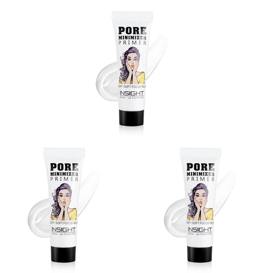 Insight Cosmetics Pore Mnimizer Primer |Primer For Face Makeup | Pores and Fine lines minimizer | Hydrating and moisturising | Infused with Aloe Vera | Silk Matte Finish (10 ml) (Pack of 3)