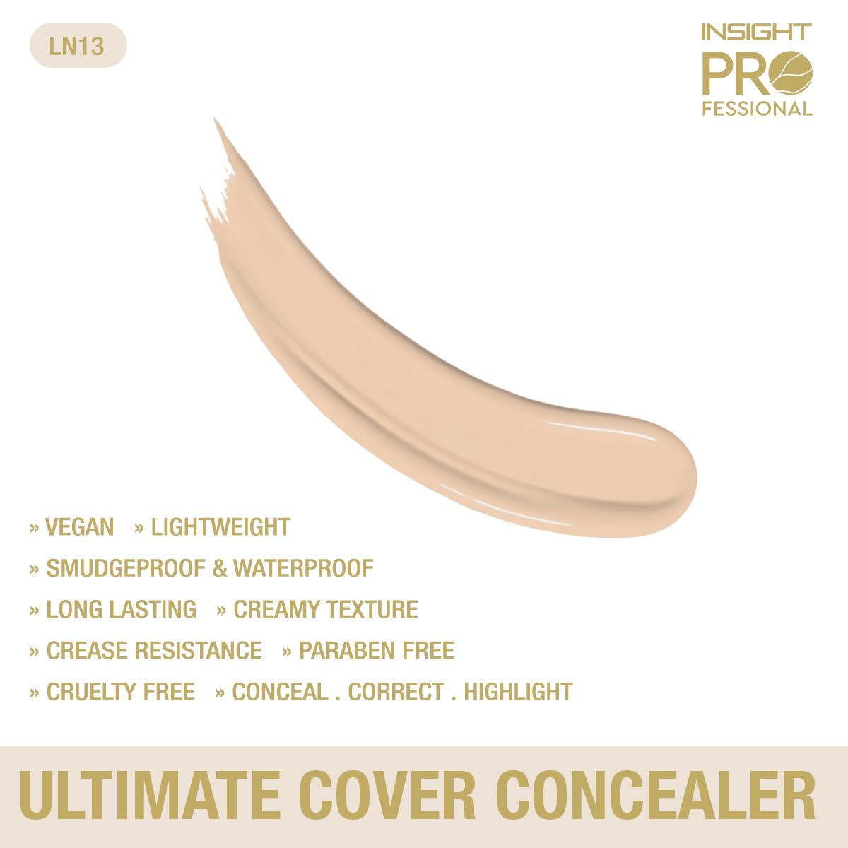 INSIGHT Professional Ultimate Cover Concealer (LN-13) | Lightweight, Long-Lasting & Waterproof | Enriched with Vitamin E & Coffee Seed Oil - 20g (Pack of 2)