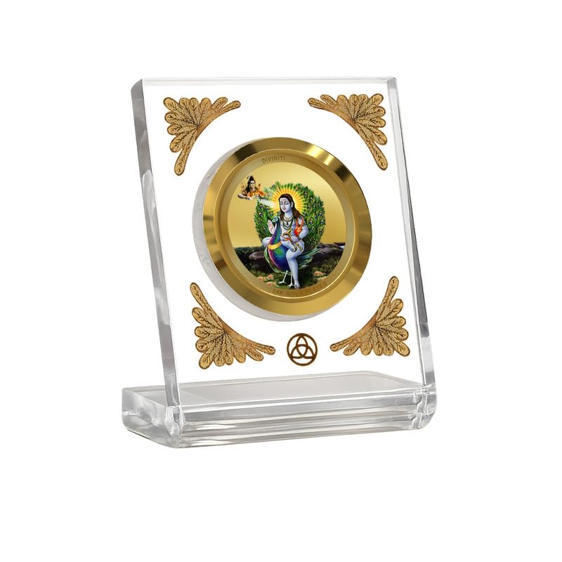 DIVINITI 24K Gold Plated Religious Car Dashboard Frame | Premium God Idol Frame for Car, Home Mandir & Office Table | Spiritual Gift, Decorative Showpiece | Baba Balak Nath