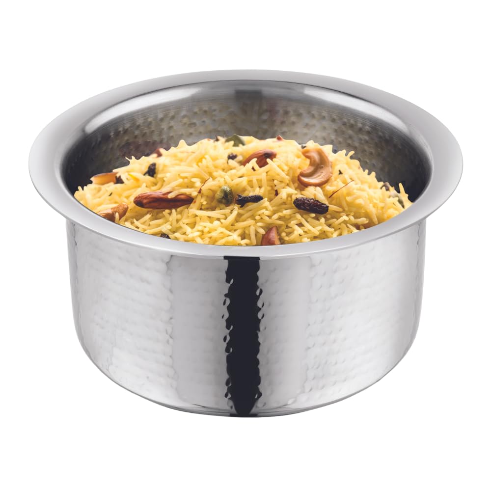 Vinod – Claro Heavy Gauge Stainless Steel Hammered Tope, 1.5 mm – Capacity 3 Liter