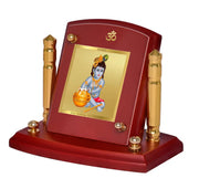 DIVINITI 24K Gold Plated Religious Car Dashboard Frame | Premium God Idol Frame for Car, Home Mandir & Office Table | Spiritual Gift, Decorative Showpiece | Bal Gopal