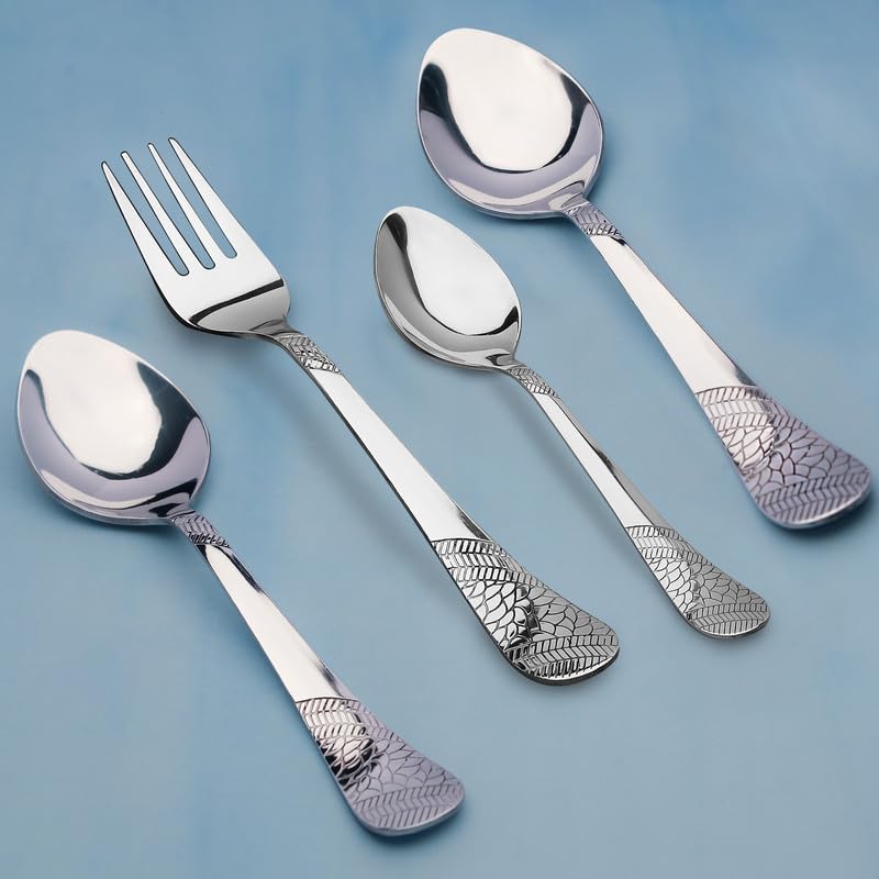 Parage 24 Pieces Premium Stainless Steel Cutlery Set, Home & Kitchen with Gift Box (6 Pieces Each Table Spoons, Table Forks, Dinner Spoon & Tea Spoons) with Leatherite Box (Imperial Design)