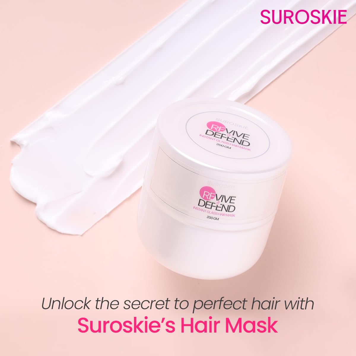 Suroskie Unscented Revive & Defend Instant Glass Hair Mask 200 Gm | Hydrolyzed Keratin & Murmuru Butter | Spa Treatment At Home For Dry Frizzy Hair | Intense Damage Repair Mask For Men & Women